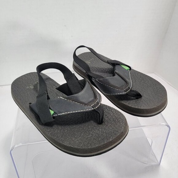 Sanuk Sandals Toddler 11-12 Beer Cozy Slingback Black Comfort Pull On Flats - Picture 2 of 6